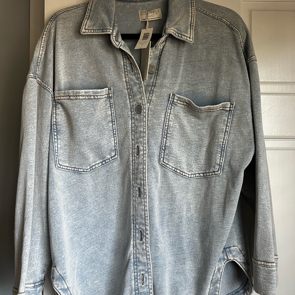Z Supply Washed Indigo Light Blue Denim Jacket